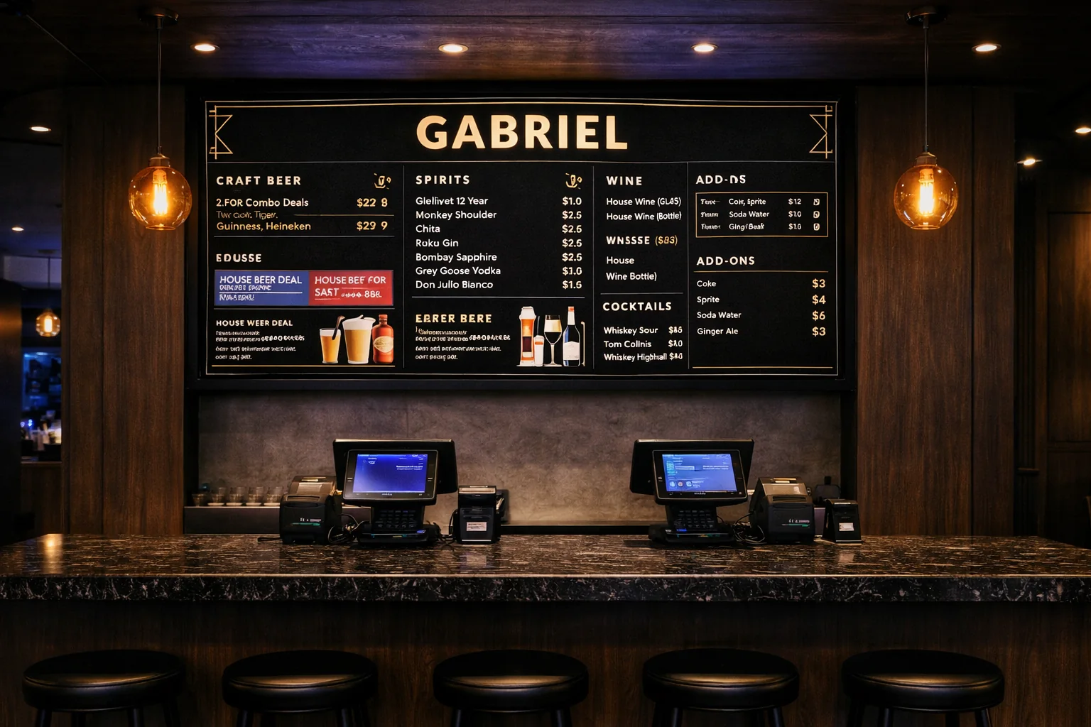 Gabriel proposed bar menu signage and service counter
